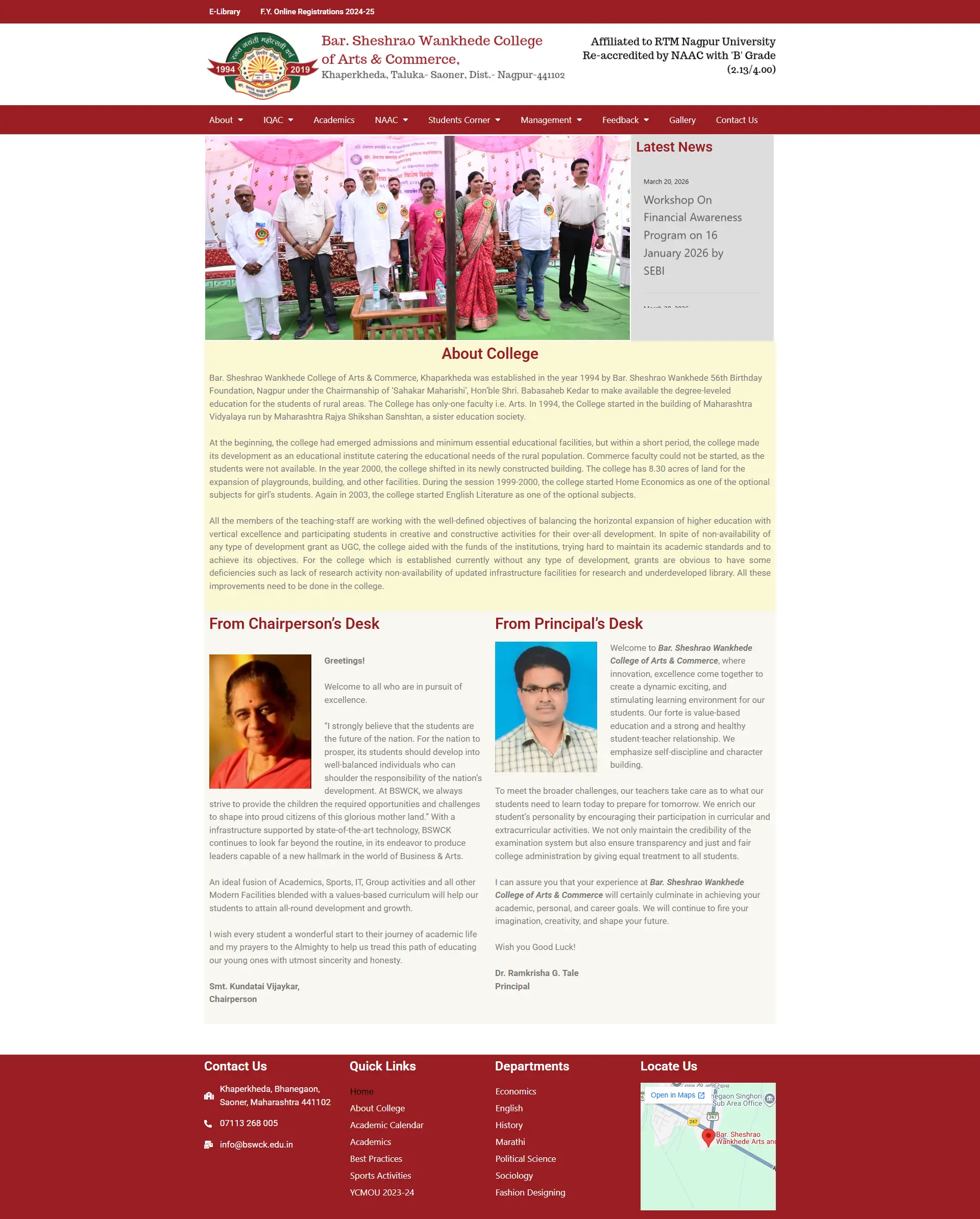 BSW College, Kamptee Website Screenshot