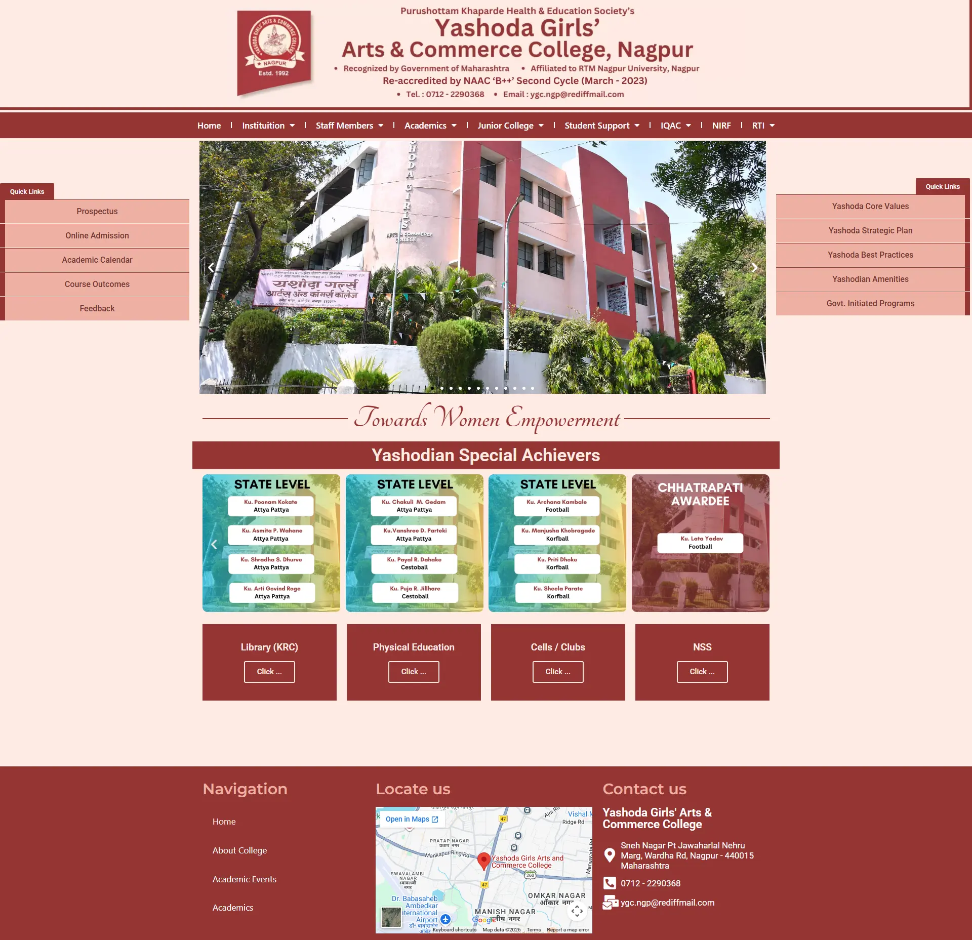 Yashoda College Redesigned Website Preview